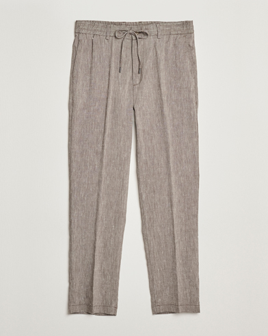  Kane Linen Blend Drawstring Trousers Dark Brown