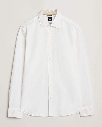 Herre | Loyalitetstilbud | BOSS BLACK | Hal Cotton/Linen Contrast Shirt White