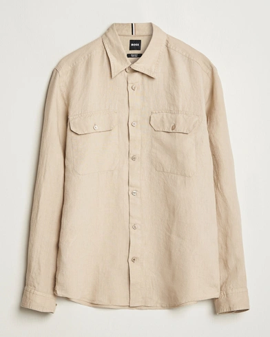  Liam Linen Pocket Overshirt Light Beige