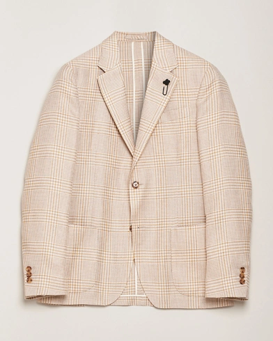  Cotton/Linen Glencheck Blazer Beige