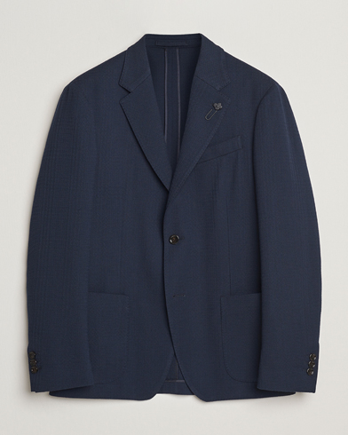  Wool/Cotton Structured Blazer Navy