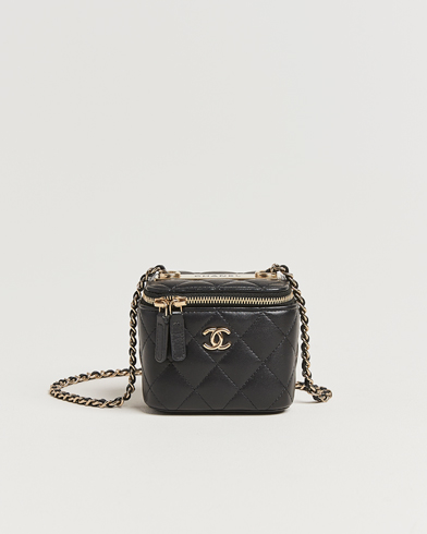  Vanity Chain Shoulder Bag Lambskin Matelassé Black 