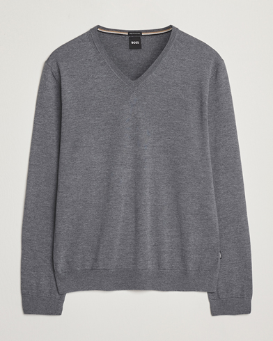 Herre | Nyheder | BOSS BLACK | Melba Wool V-Neck Pullover Medium Grey