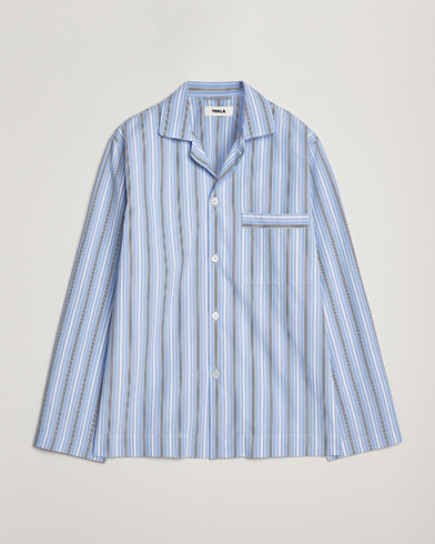 Tekla Poplin Pyjama Shirt Stave Stripes – Blå