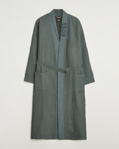 BOSS BLACK Waffle Kimono Open Green – Grøn