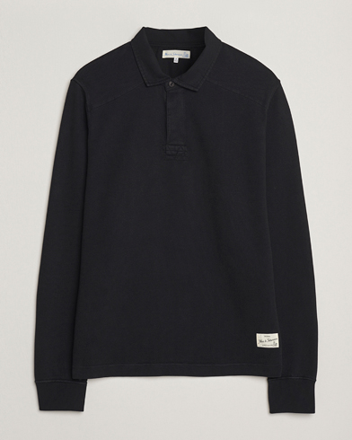 Merz b. Schwanen Relaxed Fit Vintage Cotton Rugby Shirt Black – Sort