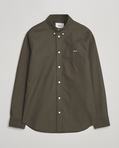 NN07 Colby Oxford Shirt Dark Army – Grøn