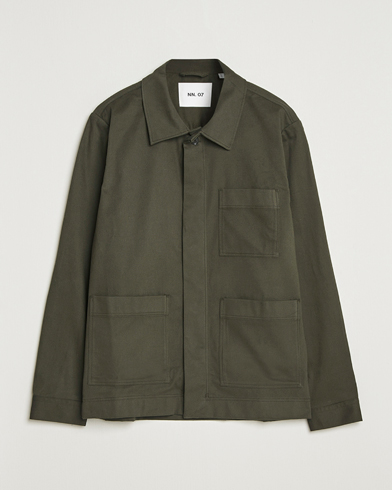 NN07 Olav Cotton Overshirt Dark Army – Grøn