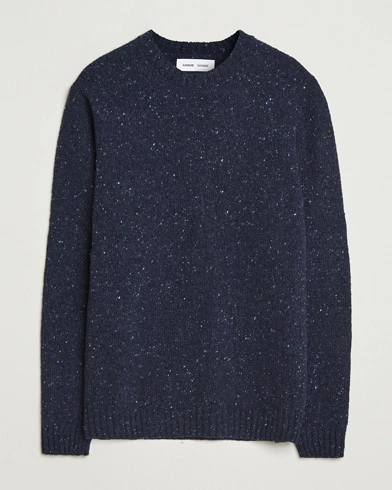 Samsøe Samsøe Nataniel Donegal Knitted Crew Neck Salute Navy – Blå