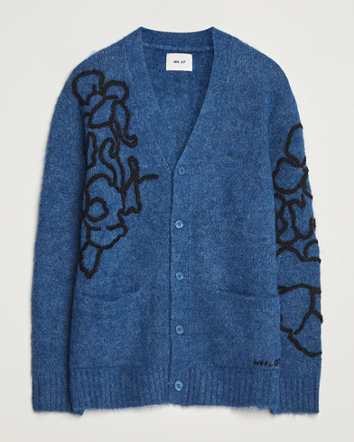 NN07 Kyle Alpaca Knitted Cardigan Denim Blue – Blå