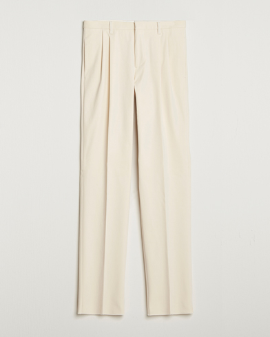 Lardini Double Pleated Cotton Stretch Trousers Off White – Hvid