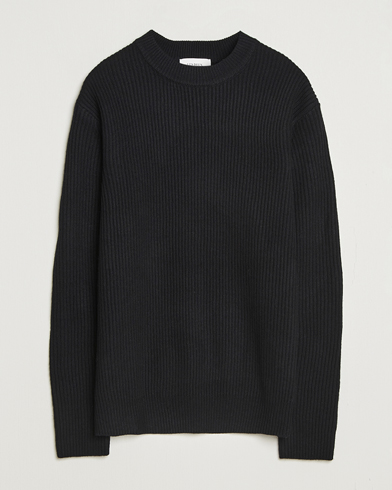 Les Deux Eddie Wool Rib Crewneck Black – Sort