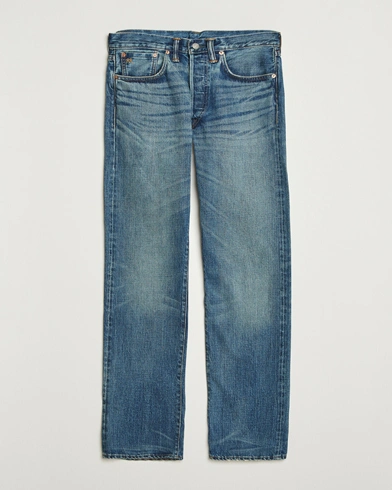 RRL Straight Leg 5-Pocket Denim Hillsview Wash – Blå