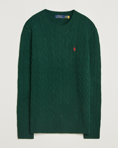 Polo Ralph Lauren Wool/Cashmere Cable Crew Neck Moss Agate – Grøn