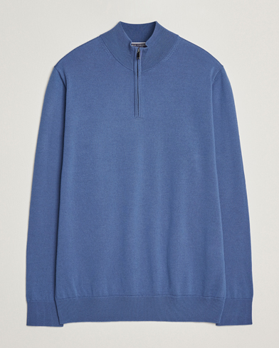 Charles Tyrwhitt Pure Merino Zip Neck Jumper Steel Blue – Blå