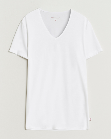 Derek Rose Pima Cotton V-Neck T-Shirt White – Hvid