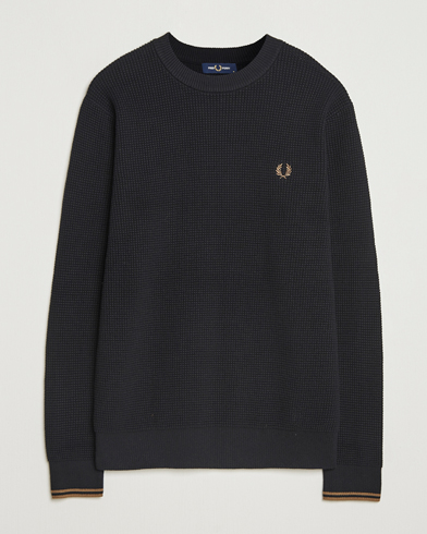 Fred Perry Waffle Stitch Jumper Black – Sort