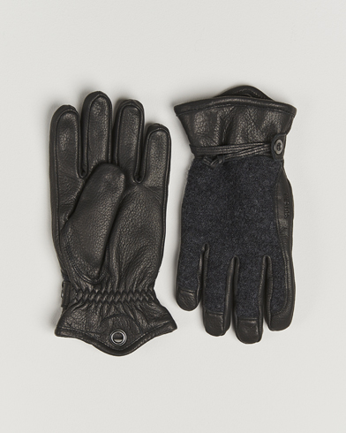Hestra Daniel Wool/Goat Leather Glove Charcoal/Black – Sort