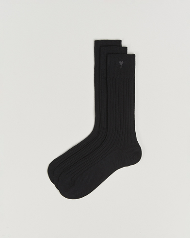 AMI 3-Pack Heart Logo Cotton Socks Black – Sort
