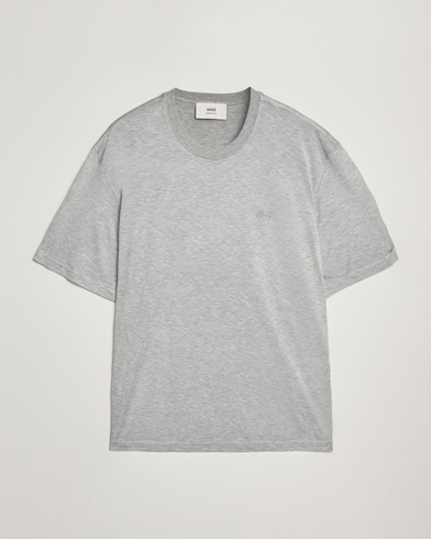 AMI Signature Logo Mercerized T-Shirt Light Grey Melange – Grå