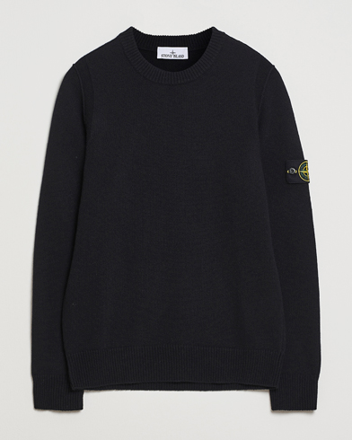 Stone Island Knitted Lambswool Crew Neck Black – Sort