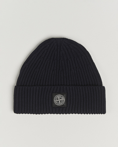 Stone Island Full Rib Wool Beanie Navy – Blå