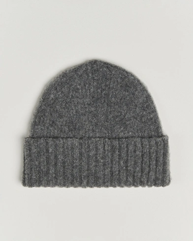 Robert Mackie Rona Ribbed Shaggy Lambswool Beanie Dark Grey – Grå