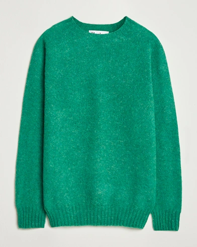 Harley Of Scotland Brushed Supersoft Lambswool Crewneck Evergreen – Grøn
