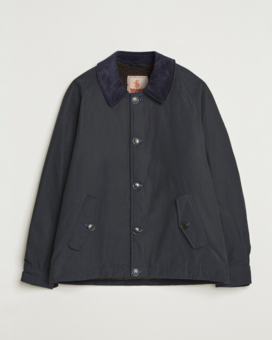 Baracuta Waxed Sherling Lined Deck Jacket Dark Navy – Blå