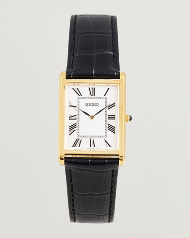 Seiko Quartz Gold Leather 28mm White Dial – Hvid