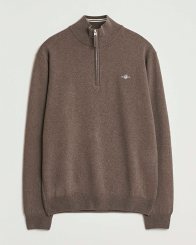 Gant Superfine Lambswool Half Zip Seawood Melange – Brun