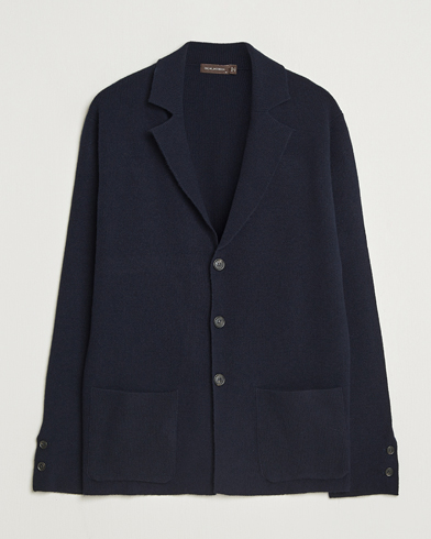Oscar Jacobson Antonio Knitted Wool Blazer Navy – Blå