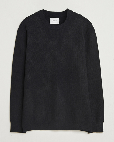NN07 Danny Rib Knitted Crew Neck Black – Sort