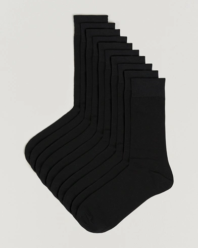 Care with Carl 10-Pack Solid Cotton Socks BLACK – Sort