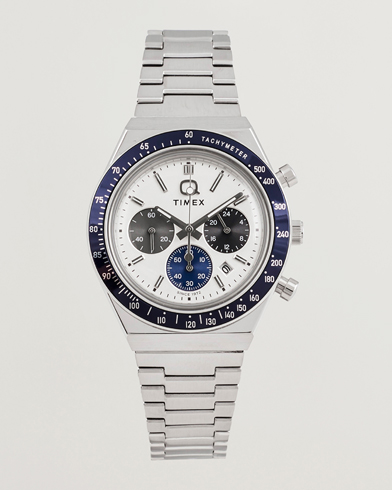 Timex Q Chronograph Tonal Sub Dials 40mm White Dial – Sølv