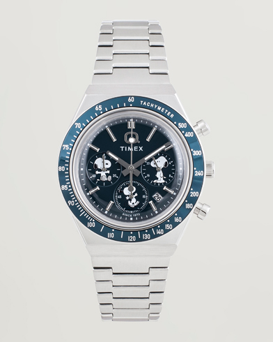 Timex X Peanuts Q Chronograph Snoopy 40mm Blue Dial – Sølv