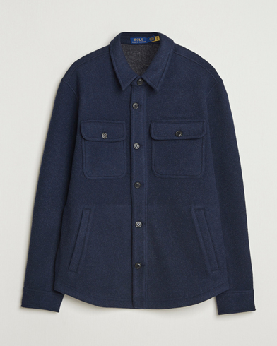 Polo Ralph Lauren Brushed Double Knitted Overshirt Worth Navy Heather – Blå