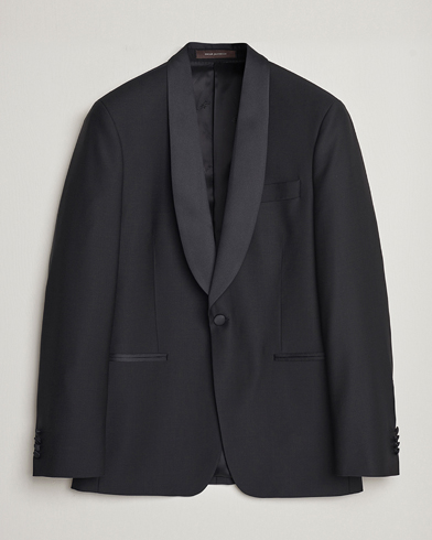 Oscar Jacobson Figaro Wool Tuxedo Blazer Black – Sort