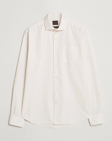 Oscar Jacobson Reg Fit Wide Spread Collar Twill Ecru White – Hvid