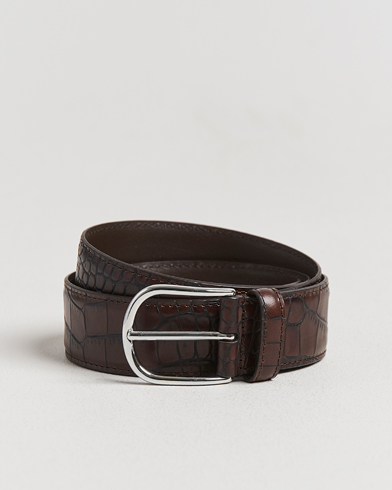 Anderson's Embossed 3,5cm Leather Belt Brown – Brun