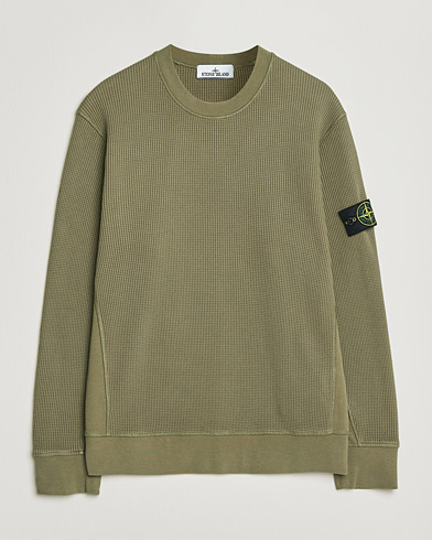 Stone Island Organic Cotton Waffle Fleece Sweatshirt Military – Grøn