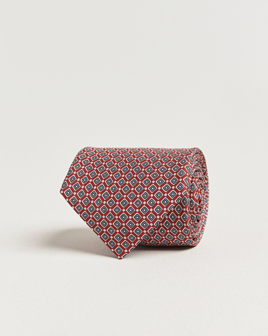 E. Marinella 3-Fold Printed Silk Tie Red – Rød