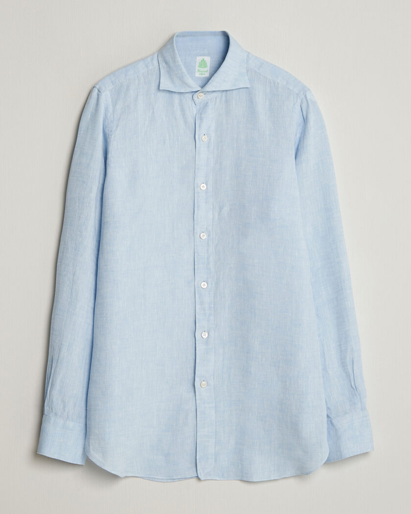 Finamore Napoli Gaeta Linen Shirt Light Blue – Blå
