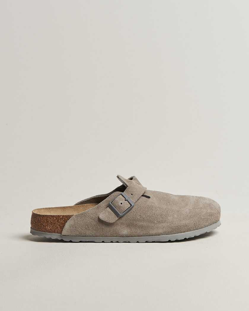 BIRKENSTOCK Boston Soft Footbed Stone Coin Suede – Grå