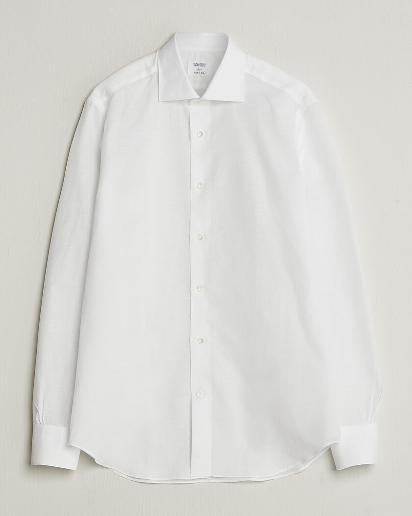 Mazzarelli Soft Cotton/Linen Shirt White – Hvid