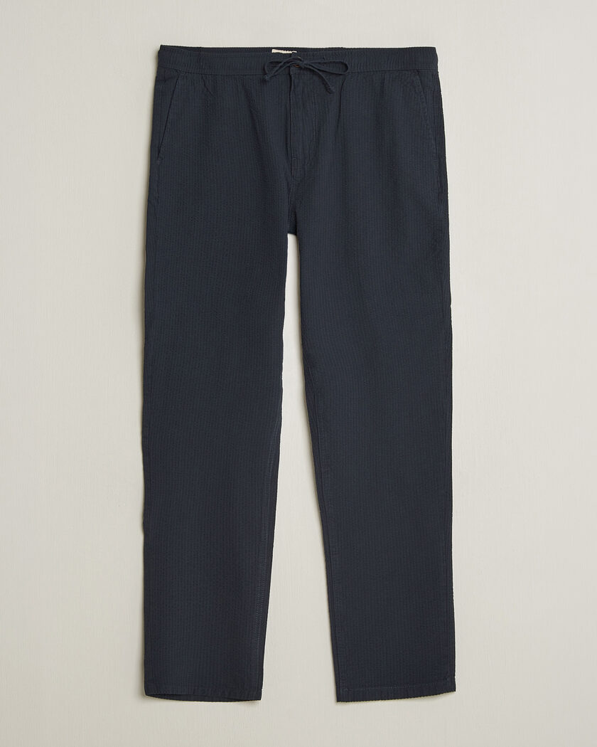 Morris Fenix Seersucker Trousers Dark Blue – Blå
