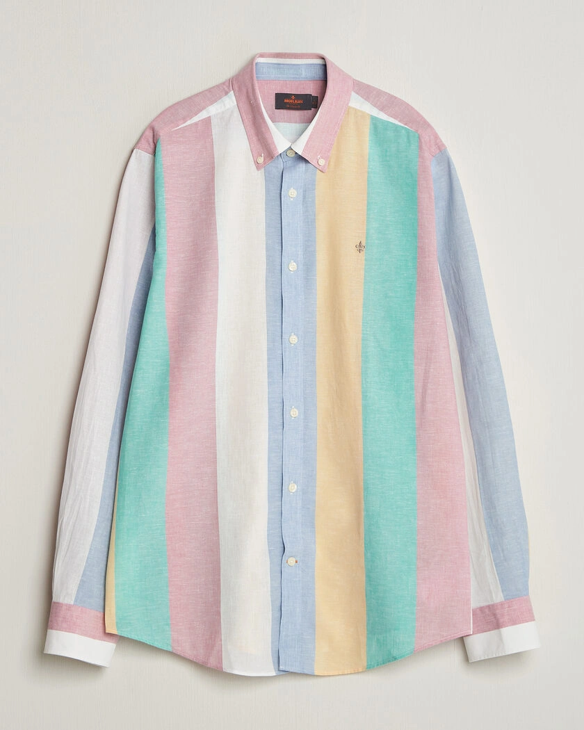 Morris Happy Striped Linen Shirt Multi – Flerfarvet