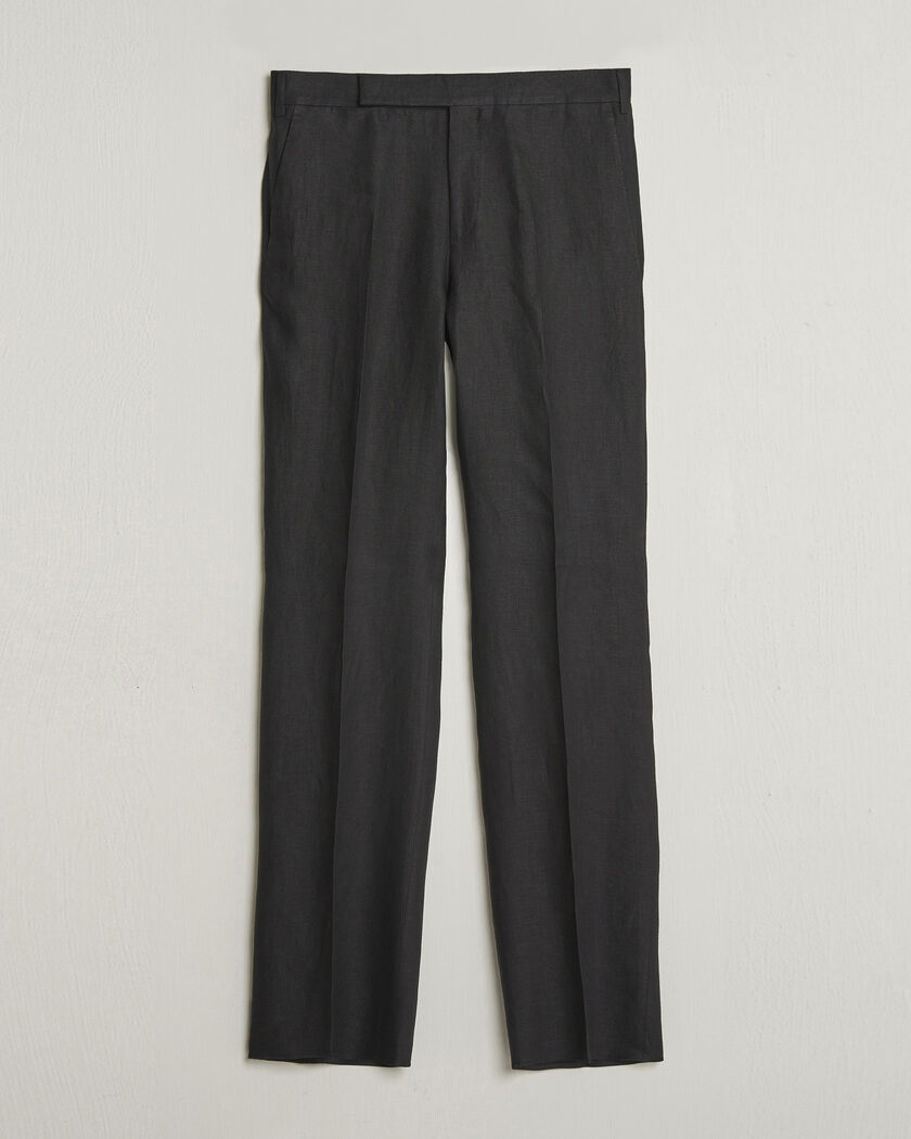 Lardini Palu Straight Fit Linen Trousers Black – Sort