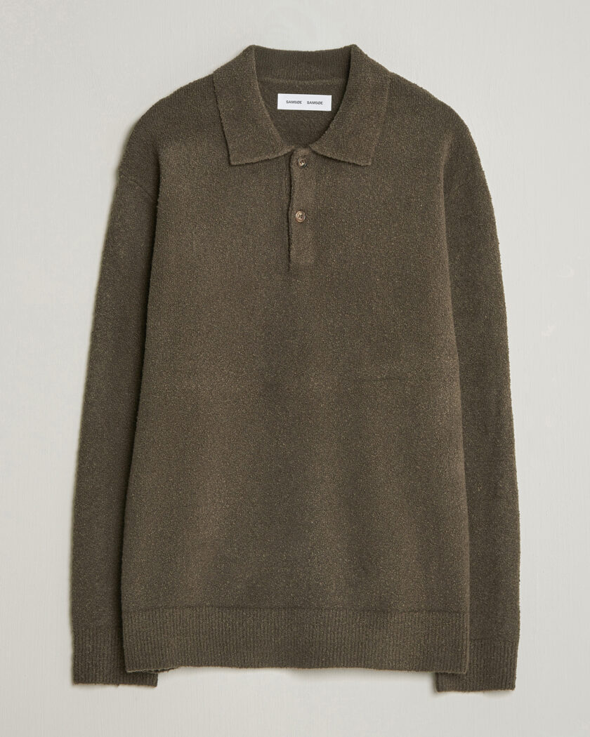 Samsøe Samsøe Nino Knitted Polo Black Olive – Brun