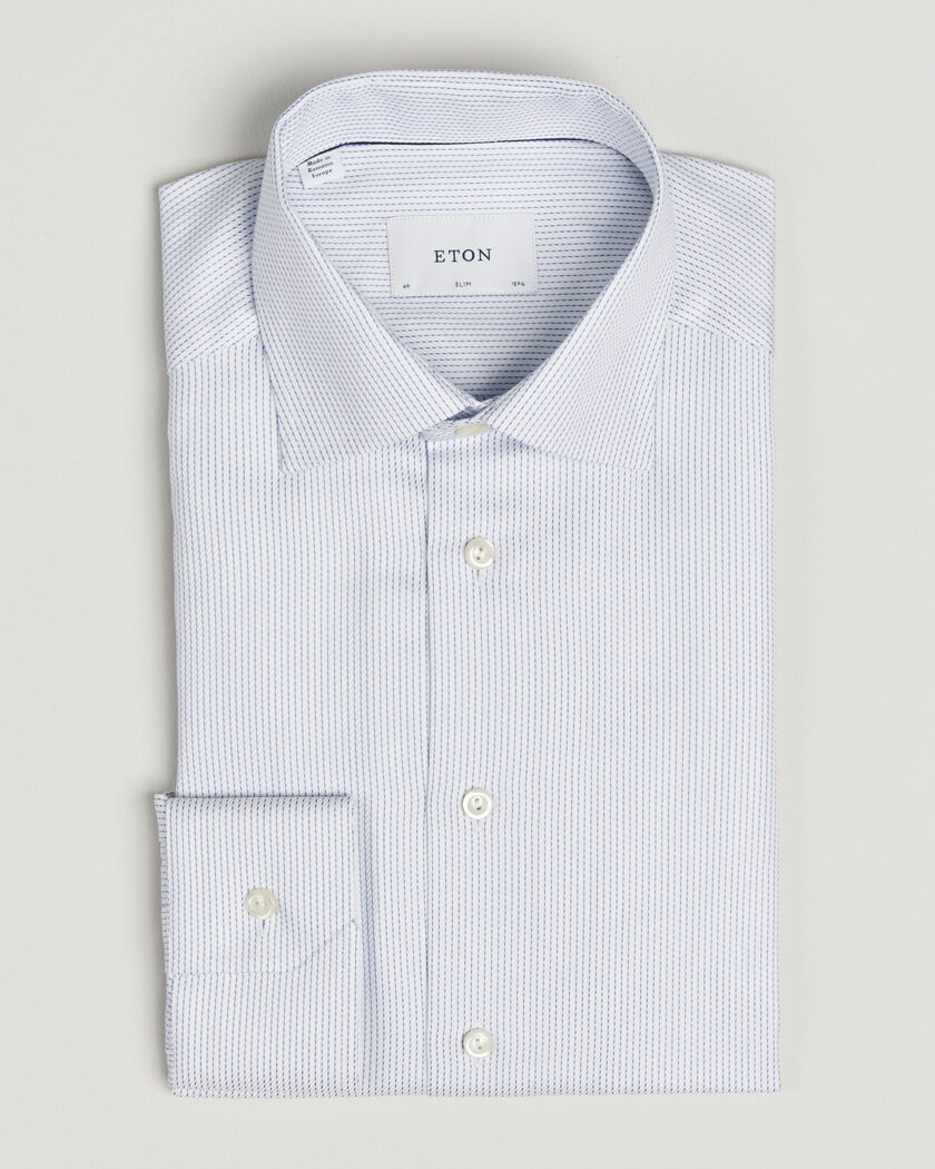Eton Slim Fit Signature Twill Structured Shirt Light Blue – Blå